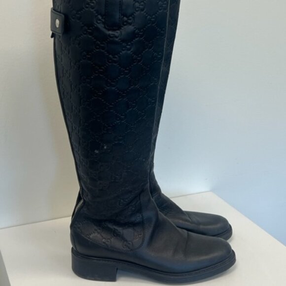 GUCCI GG Embossed leather riding boots us 7/ EU 37 - Picture 1 of 10